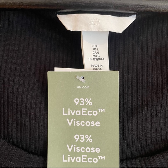NWT H&M Sz L ribbed cropped long sleeve top crew neck line - Picture 3 of 4